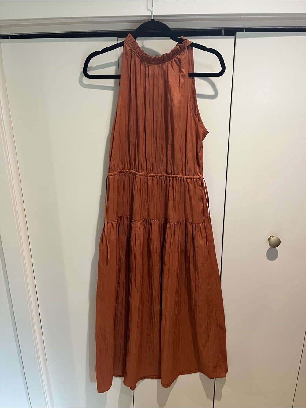 GAP Sleeveless Tiered Maxi Dress in Rust Brown